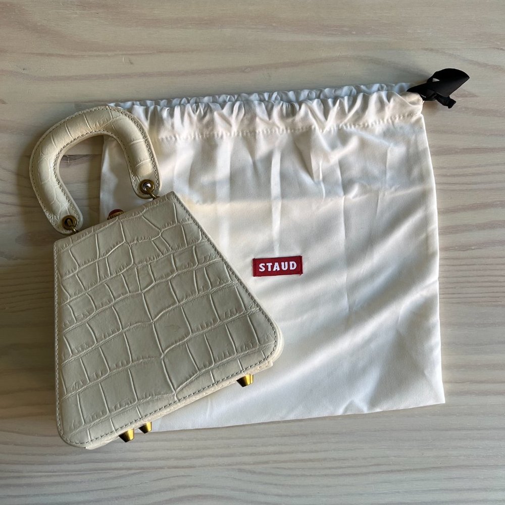 Staud Kenny Croc-Embossed Leather Top Handle Bag NWOT